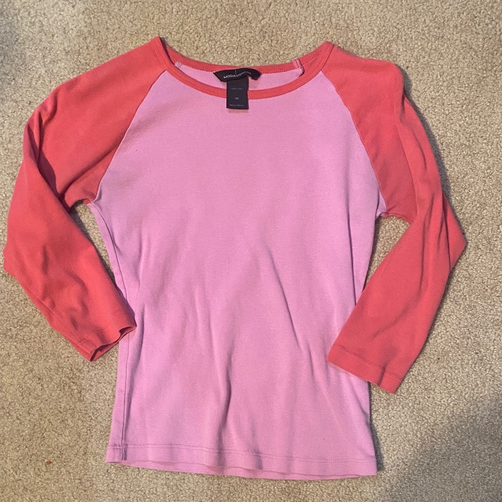 Pink baseball style top